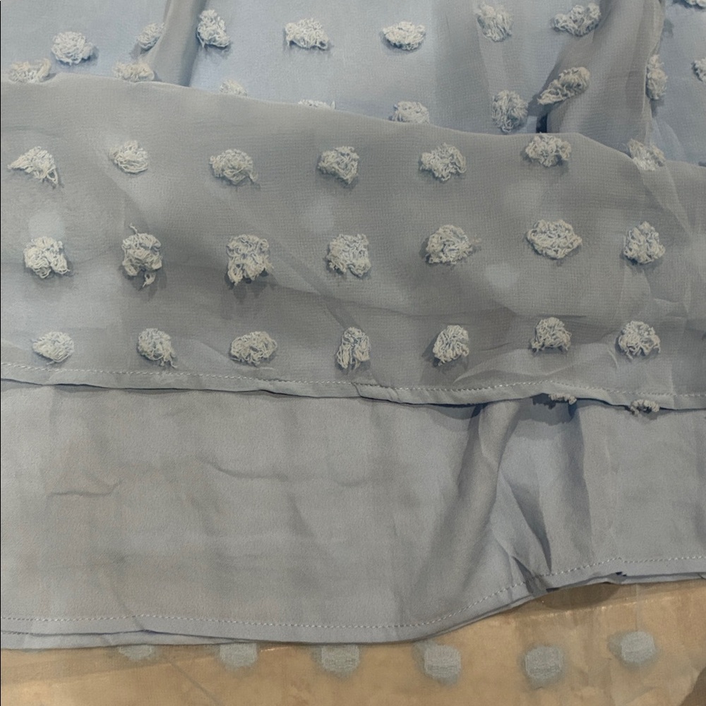 MIHOLL NWT Light Baby Blue Swiss Dot Textured Pocketed Dress Medium - Picture 8 of 11